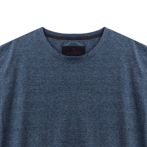 Curved Hem Tee-Blue Melange - Wearlatch