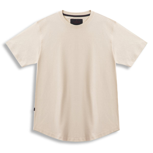 Curved Hem Tee-Egret