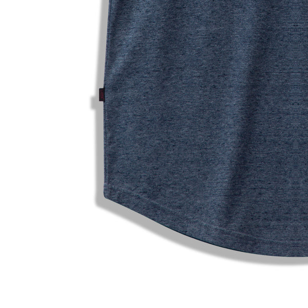 Curved Hem Tee-Blue Melange - Wearlatch