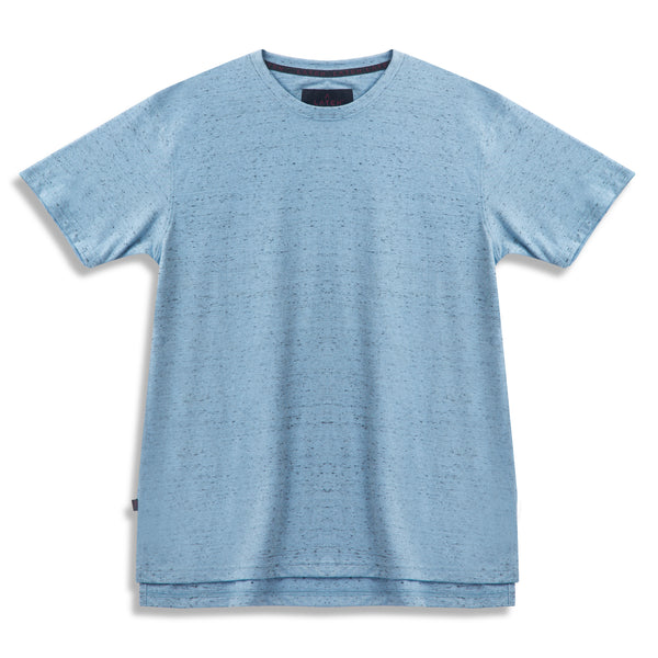 Uneven Split Tee-Sky Blue Melange - Wearlatch