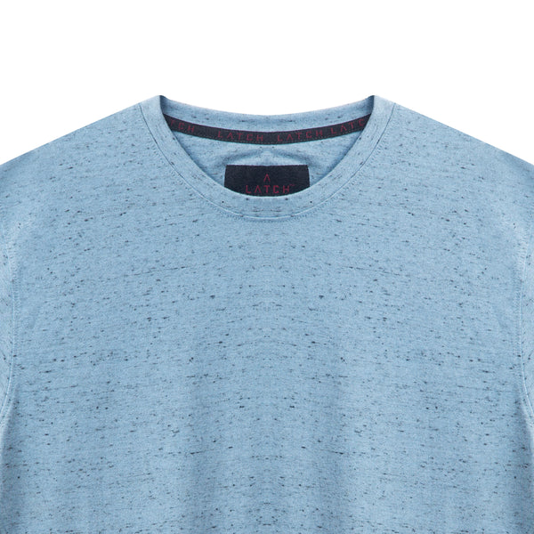 Uneven Split Tee-Sky Blue Melange - Wearlatch