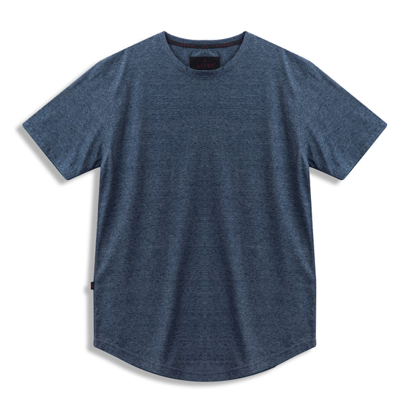 Curved Hem Tee-Blue Melange