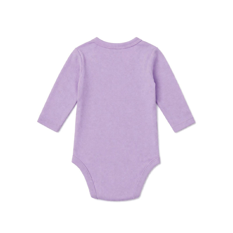 FULL SLEEVE OVERLAP PANEL BABY BODYSUIT (PASTEL LILAC)