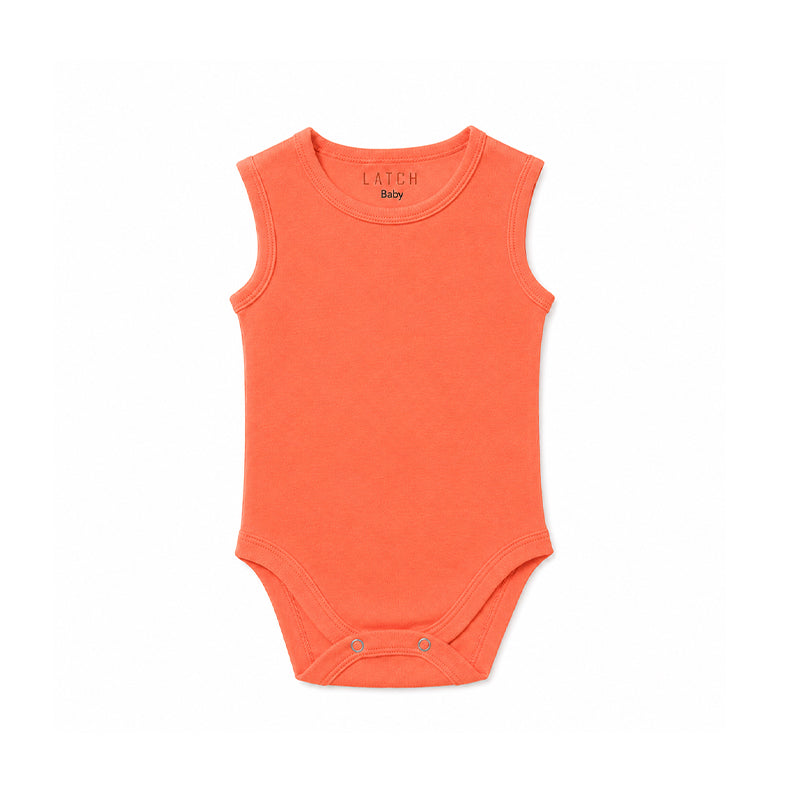 SLEEVELESS BABY BODYSUIT (FUSION CORAL)