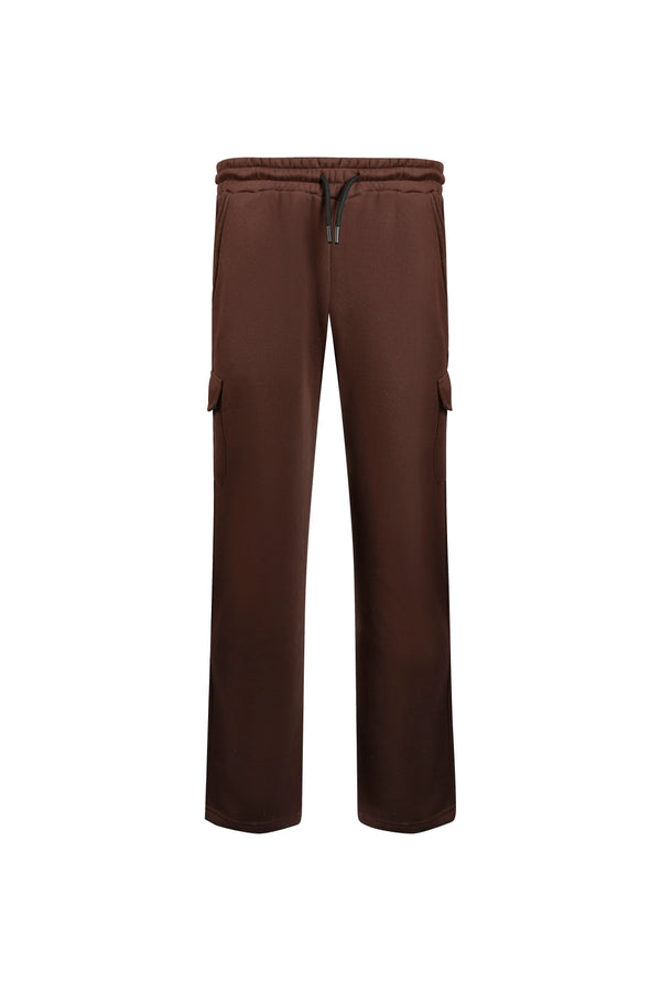 Wide Leg Cargo Sweat Pant-Brown - Wearlatch