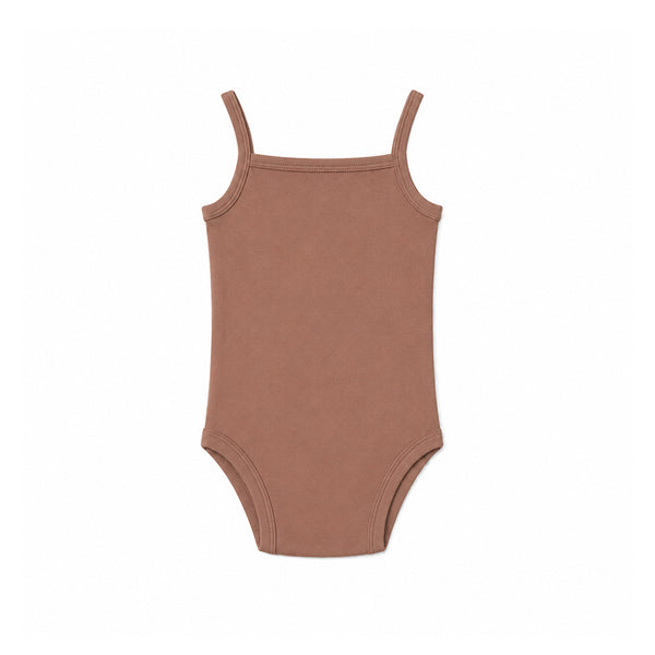 SPAGHETTI STRAP BABY BODYSUIT (MOCHA MOUSSE)
