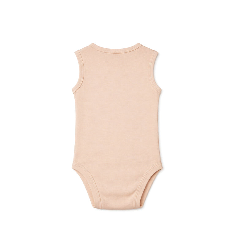 SLEEVELESS BABY BODYSUIT (MUAVE CHALK)
