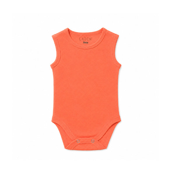 SLEEVELESS BABY BODYSUIT (FUSION CORAL)