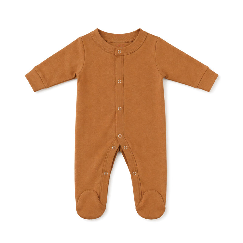 BABY FOOTIE BUTTON DOWN (MOCHA MOUSSE)