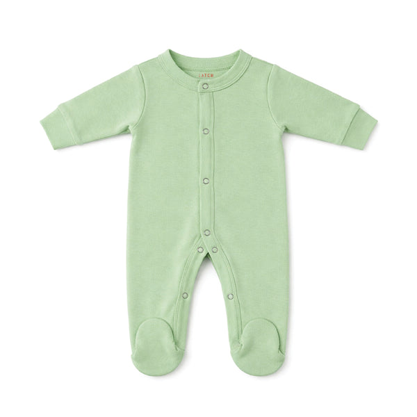Baby Footie Button Down (BIRD'S EGG GREEN)