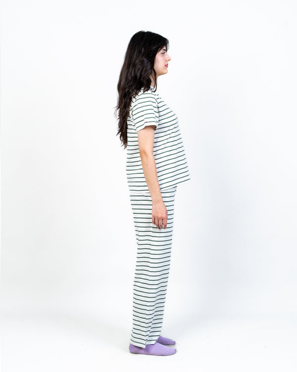 EVERGREEN STRIPE CREW NECK TEE
