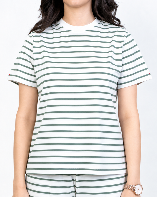 EVERGREEN STRIPE CREW NECK TEE
