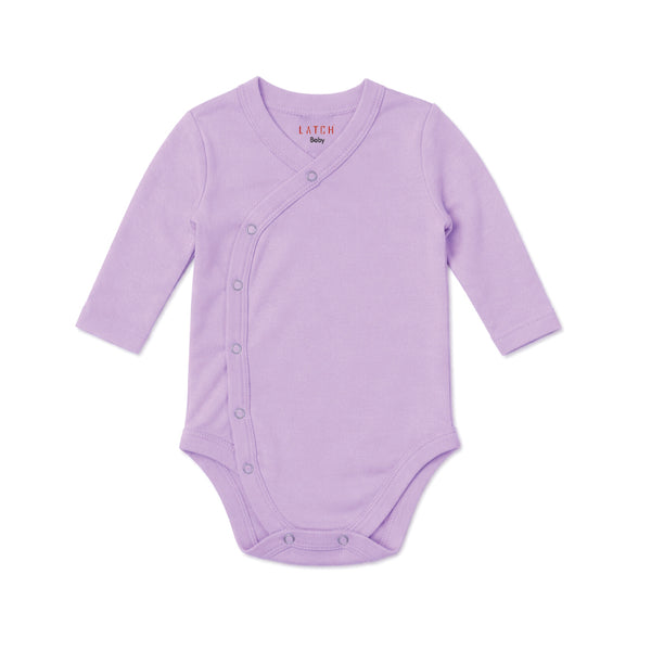 Full Sleeve Overlap Panel Baby Bodysuit (PASTEL LILAC)