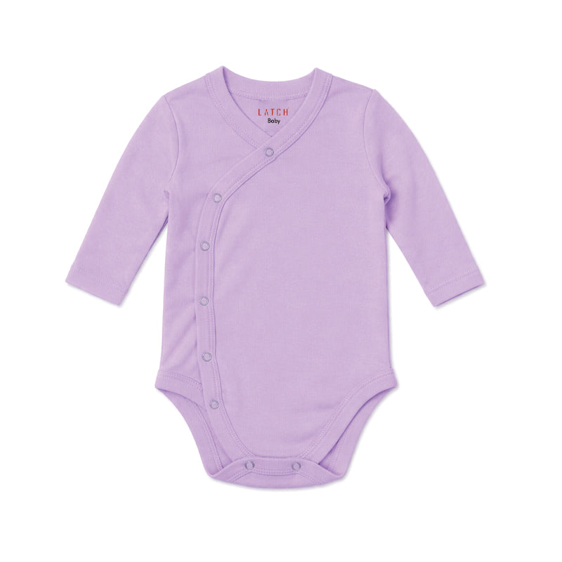 FULL SLEEVE OVERLAP PANEL BABY BODYSUIT (PASTEL LILAC)