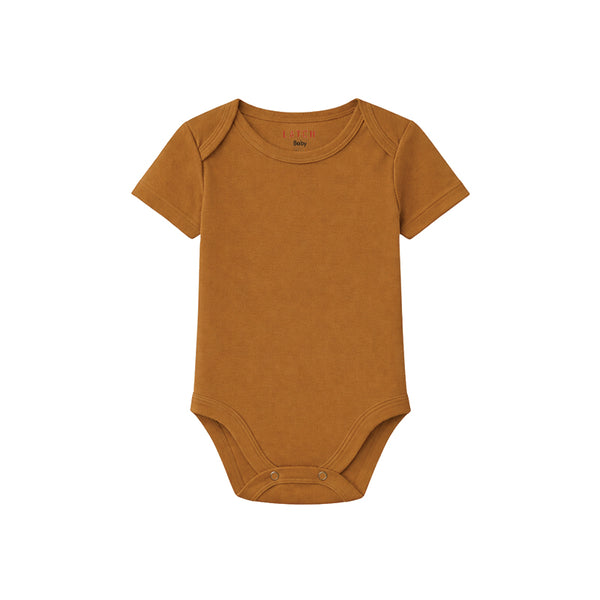 BABY BODY SUIT SHORT SLVEEVE (MOCHA MOUSSE)