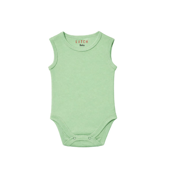 SLEEVELESS BABY BODYSUIT (BIRD EGG GREEN)