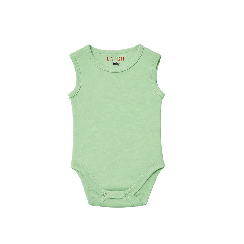 SLEEVELESS BABY BODYSUIT (BIRD EGG GREEN)