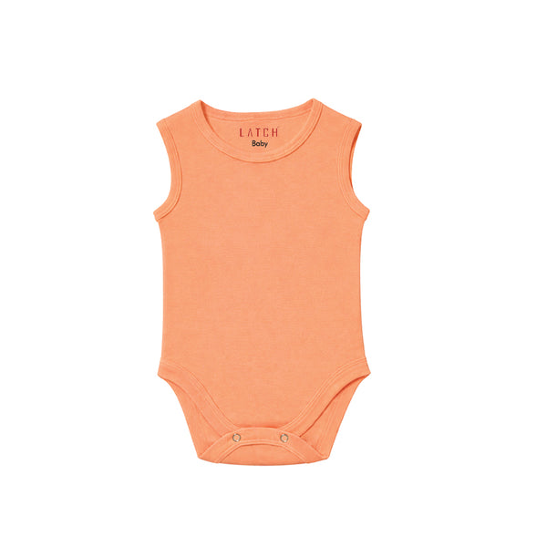 SLEEVELESS BABY BODYSUIT (FUSION CORAL)