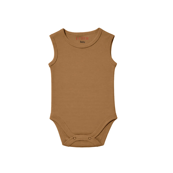 SLEEVELESS BABY BODYSUIT (MOCHA MOUSSE)