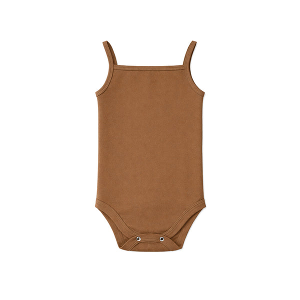 SPAGHETTI STRAP BABY BODYSUIT (MOCHA MOUSSE)