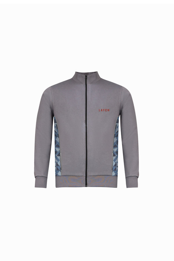 Patch Work Zipper Jacket | Silver Grey