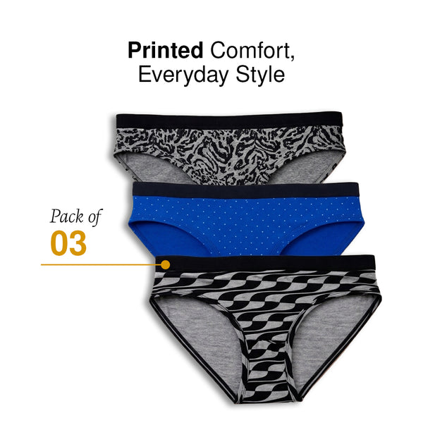 WOMEN'S BASIC BRIEF PRINTED - (PACK OF 3)